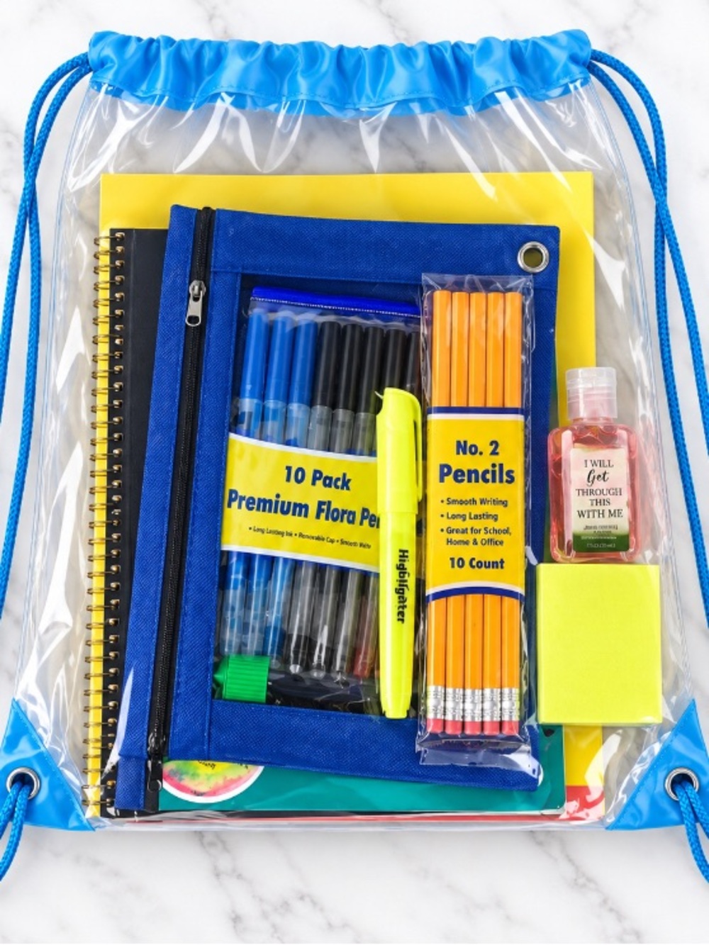 Brand New School Supply Bundle Clear Backpack Student Stationery Kit